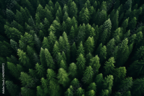 coniferous green forest  pines  top view  bird eye view