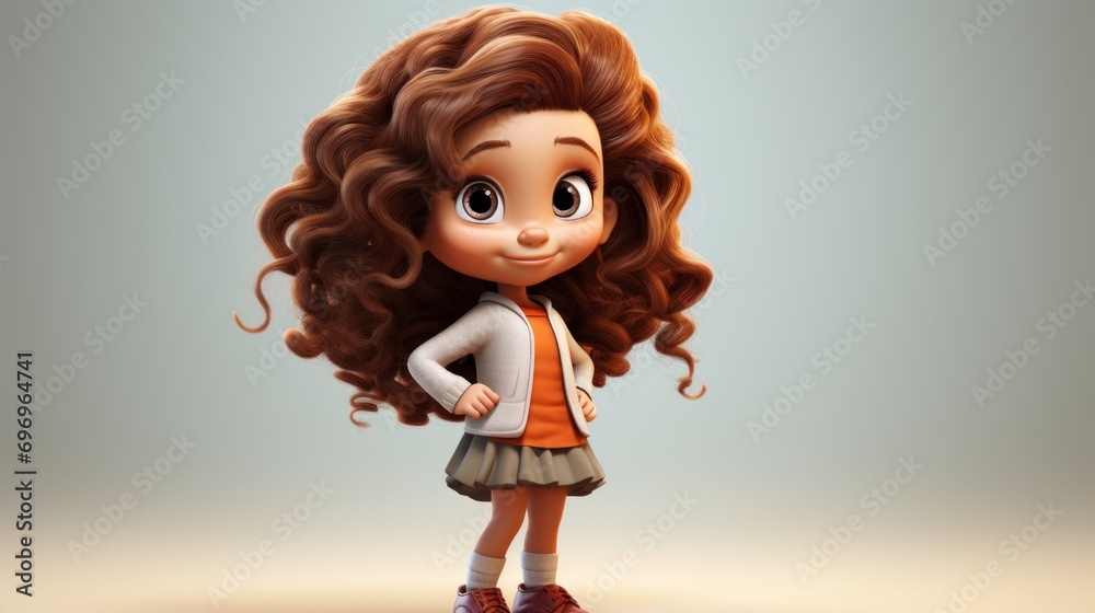 Φωτογραφία an animated girl with long brown hair and a white shirt standing in front of a