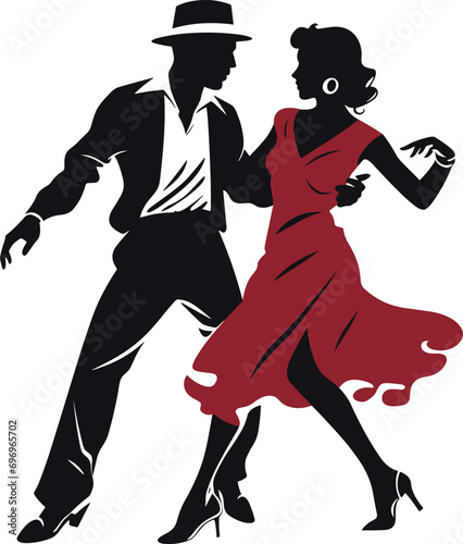Retro Boogie-Woogie Couple Dancing Vector for Swing Dance Events
