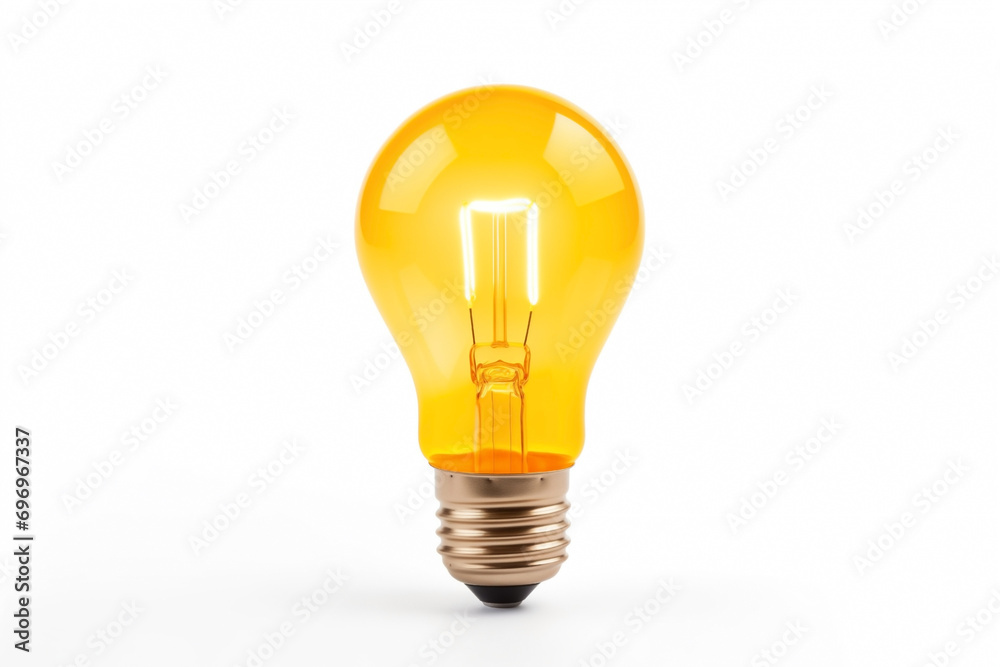 incandescent lamp, yellow, isolated on white background, dim glow of spiral incandescent lamp, yellow, isolated on white background, dim glow of spiral