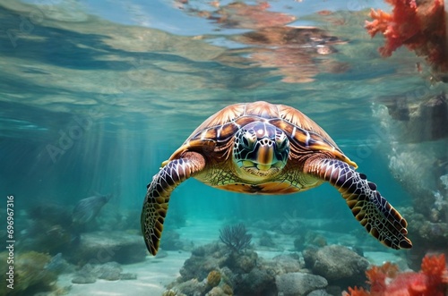 turtle swimming in water © tayyaba