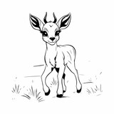 cute deer coloring page outline illustration
