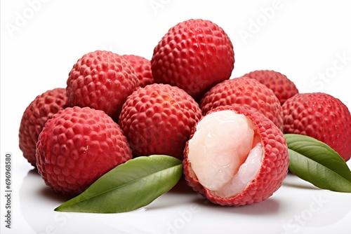 fresh and juicy lychee fruit isolated on white background for high quality advertising