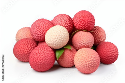Fresh and juicy lychee fruit isolated on white background   high quality image for advertising