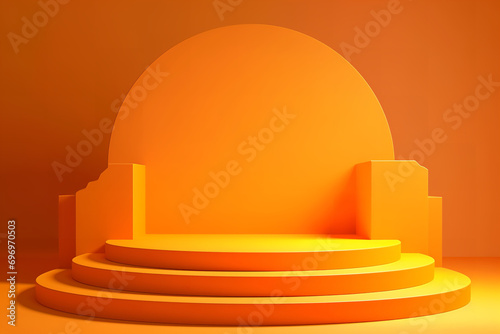 Podium and orange background