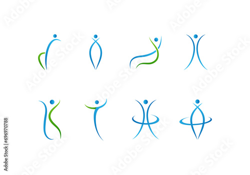fitness logo symbol set, Human character logo sign illustration vector design