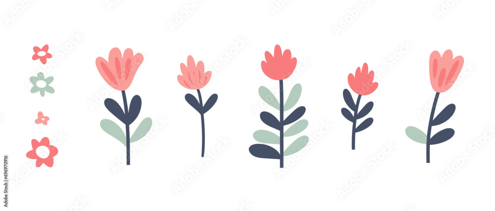 Set of floral elements. Beautiful romantic flower collection hand drawn floral bouquets, flower compositions flat style trendy Vector design isolated on white background. Simple Abstract
Set of floral elements. Beautiful romantic flower collection hand drawn floral bouquets, flower compositions flat style trendy Vector design isolated on white background. Simple Abstract