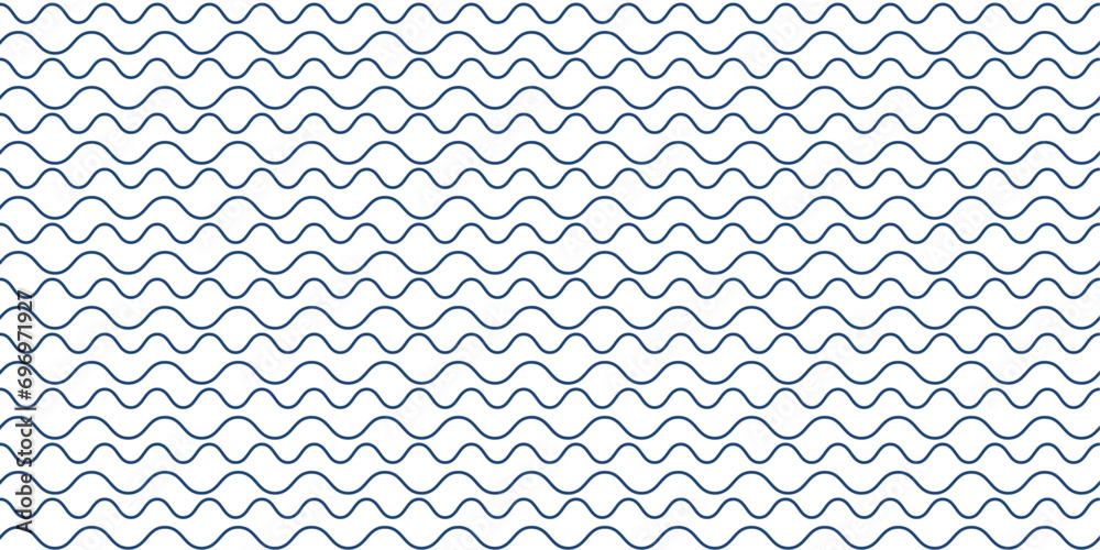 Fototapeta premium Two types of light blue waves that alternate to create a harmonious simple pattern with a nautical theme.