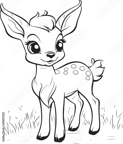 cute deer coloring page outline illustration