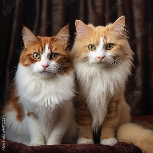 two cats in adorable poses / Generative AI © VarIouS