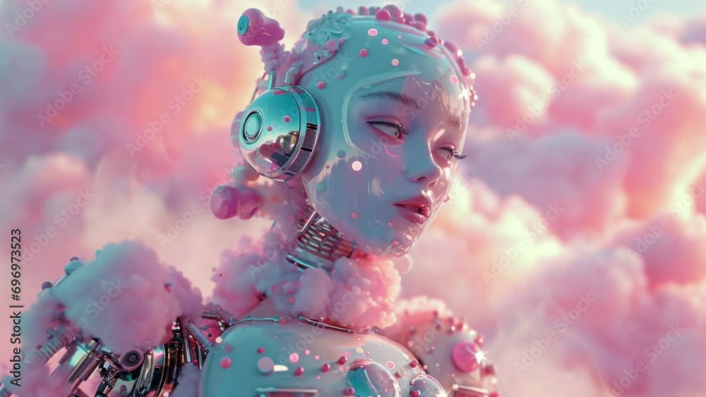 Beautiful science fiction female robot