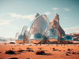 Ciudad futurista y sostenible en el desierto, generado con IA 