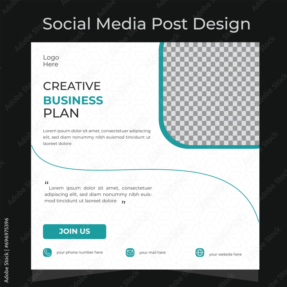 Obraz premium social media post design. Business marketing agency promotion social media post template. Editable square banner design with place for the photo
