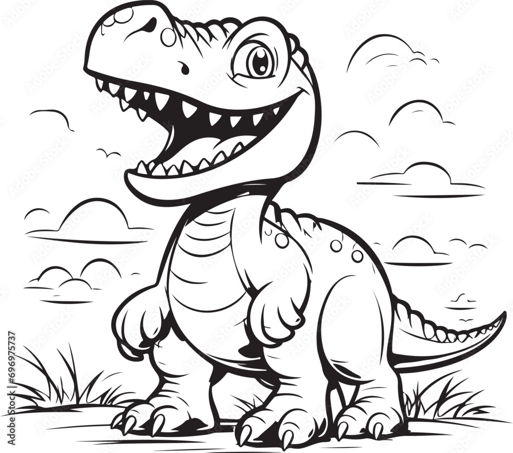 dinosaur coloring page outline illustration hand drawn outline