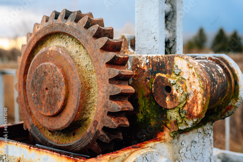 Corroded old gear closeup
