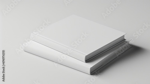Mockup Blank Hardcover Book Spine Lying Isolated in 3D Render. Empty Notebook for Bookstore Branding. Author's Name Printing Space. photo
