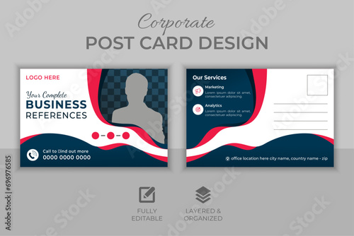 Creative corporate business modern post card design template layout, professional, Elegant postcard design, marketing postcard design, business postcard design, real estate postcard design photo