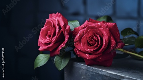 red roses on a wall