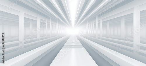 Perspective lines in white  converging towards a focal point  suggesting depth and dimension in a technological context