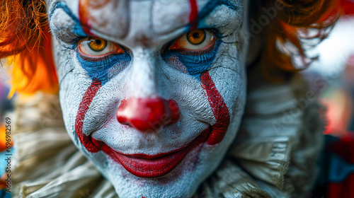 Scary close-up clown portrait, ultra realistic, Generative AI © PaputekWallArt