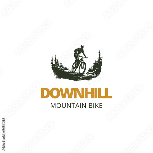 Mountain bike logo, mountain bike sport logo design template