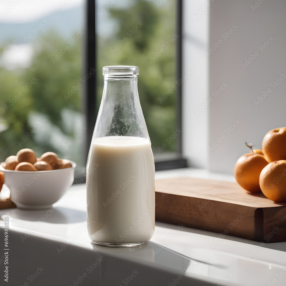 A bottle of milk on the table A bottle of milk on the table