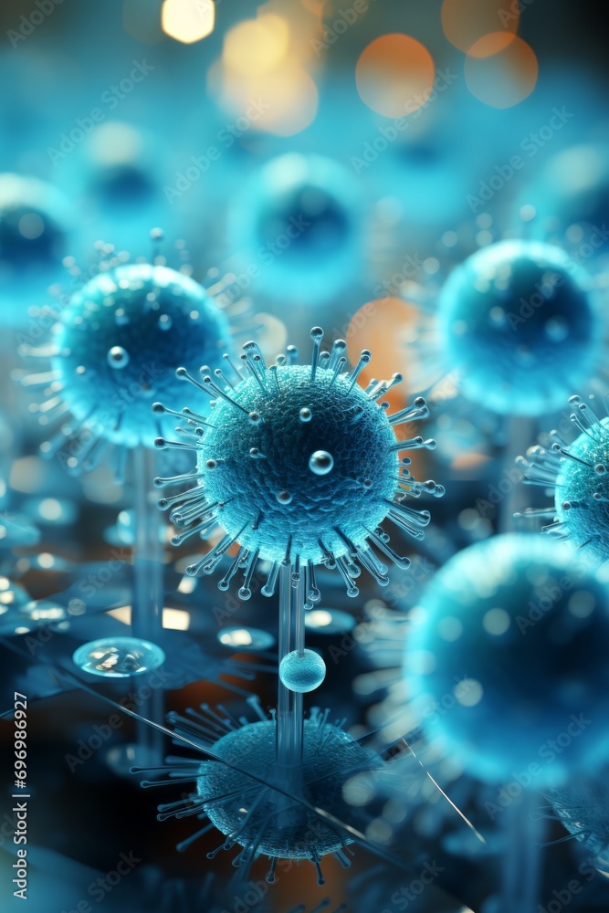 Fototapeta premium Group of Influenza Viruses Floating in the Air