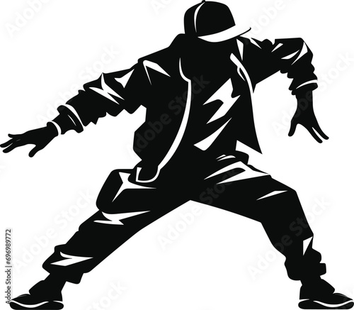 Silhouette of B-Boy in Action Vector for Breakdance Performances and Street Culture