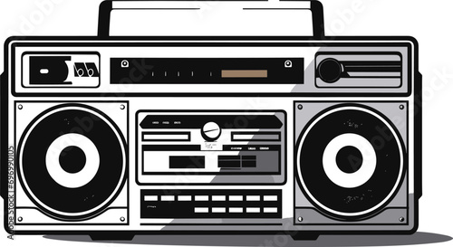 Classic Boombox Vector for Old School Hip-Hop Music Enthusiasts