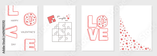 Valentine's day concept posters set. Big set valentine's cards. Romantic event celebration greeting cards. Cute love banners or greeting cards. Happy valentine design vector set.