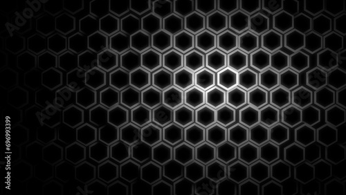 dunkler Hintergrund, wabenartige schwarz/weiße Zellstruktur photo