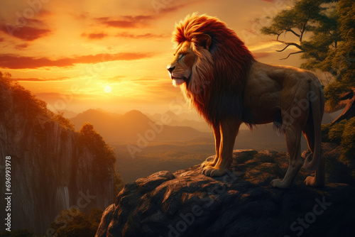 African Pride: Lion and Sunset Spectacle © Andrii 