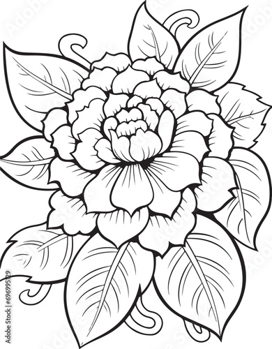 cute hand drawn flowers outline illustration hand drawn simple flower coloring page illustration