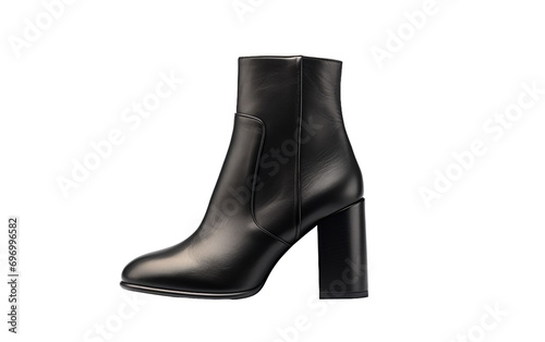 Chunky Heel Ankle Boots Unveiled Isolated on Transparent Background PNG.