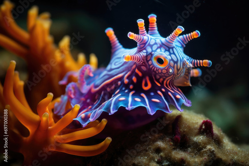A Nudibranch Sea Slug in an underwater environment