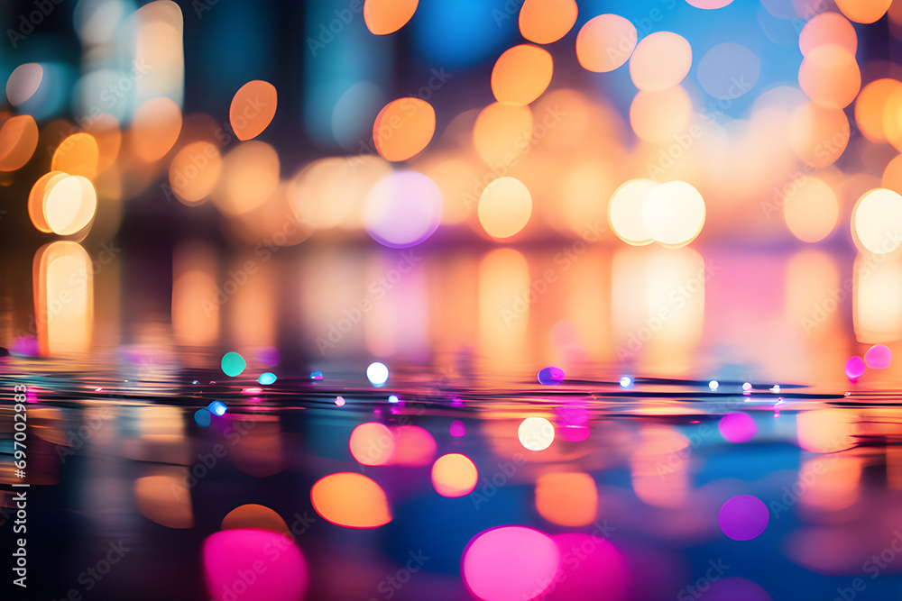 Vibrant City Bokeh: A lively burst of colorful round bokeh lights with ...