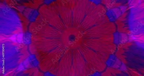 Abstract background with kaleidoscope. Animation video of blue and red kaleidoscope under speed effect. photo