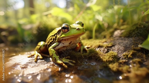 Amphibian Gaze: Macro Shot of a Frog in its Natural Habitat, an Emblem of a Fragile Ecosystem