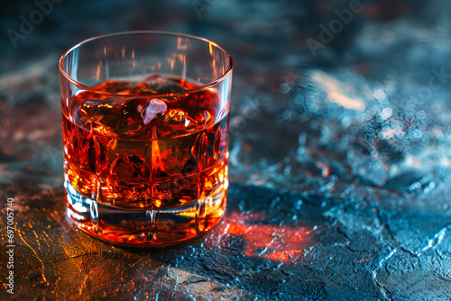 Whiskey on the Rocks with Ice Reflection