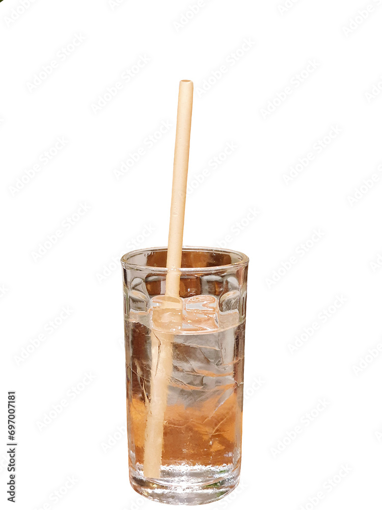 Glass of water with paper straw isolated. Glass of water with paper straw isolated.