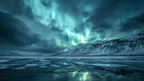 Aurora Overcast:  The ethereal glow of the Northern Lights painting the sky amidst storm clouds, creating a mesmerizing display of natural wonders