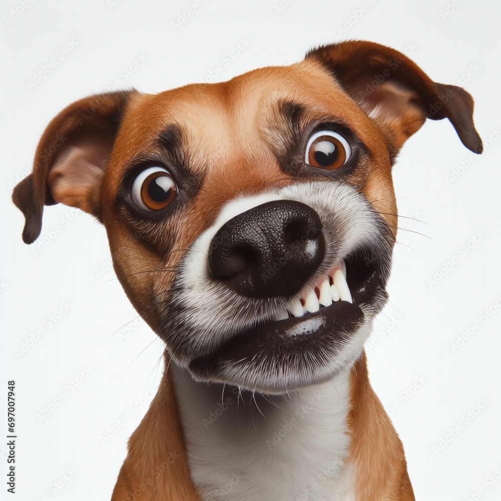 Photo of dogs making faces, fun and happy dogs, healthy, pets, sweet, funny animals, pet lovers, petshop, ideal for animal caregivers, pet parents, puppies, cats, fluffy dog on isolated background