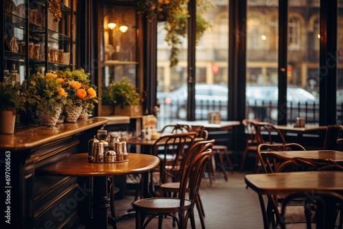 Interior of a empty cafe in the city