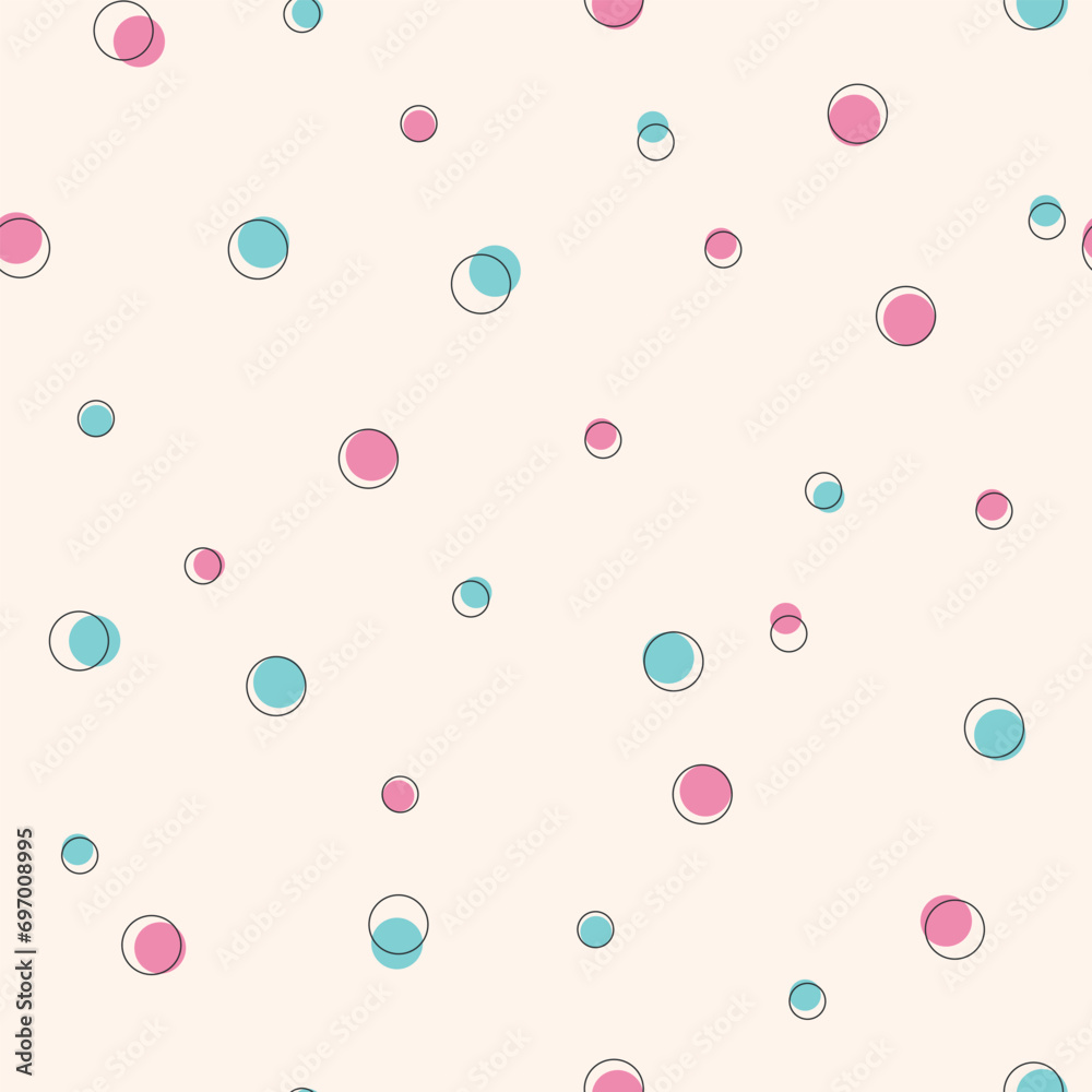 Simple blue and pink circles seamless pattern. Vector illustration Simple blue and pink circles seamless pattern. Vector illustration