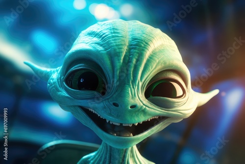 portrait of a smiling cute alien photo