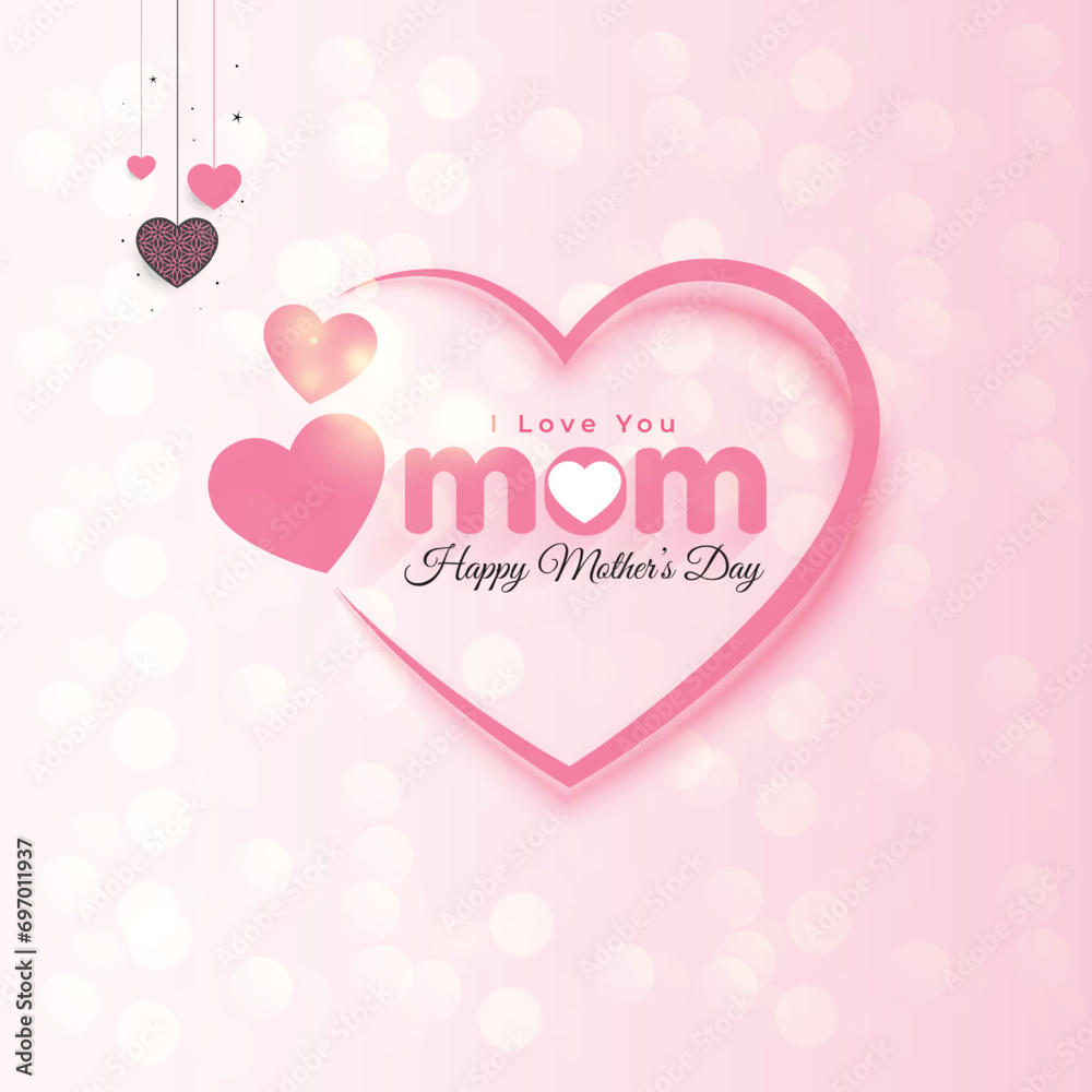 Happy Mother's Day, vector greeting cards with beautiful hearts. 