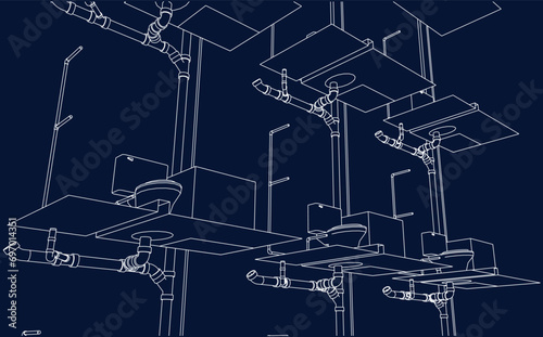 Wallpaper Mural isometric bathroom and toilet design line drawing 3d illustration vector Torontodigital.ca