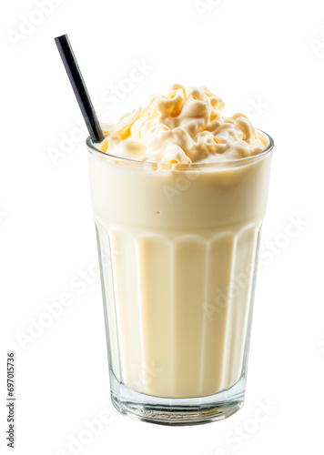 Banana Milkshake Smoothie in a cup isolated on a transparent background