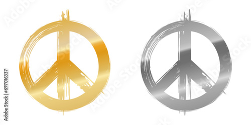peace or pacifism logo (gold and silver) - paintbrush style