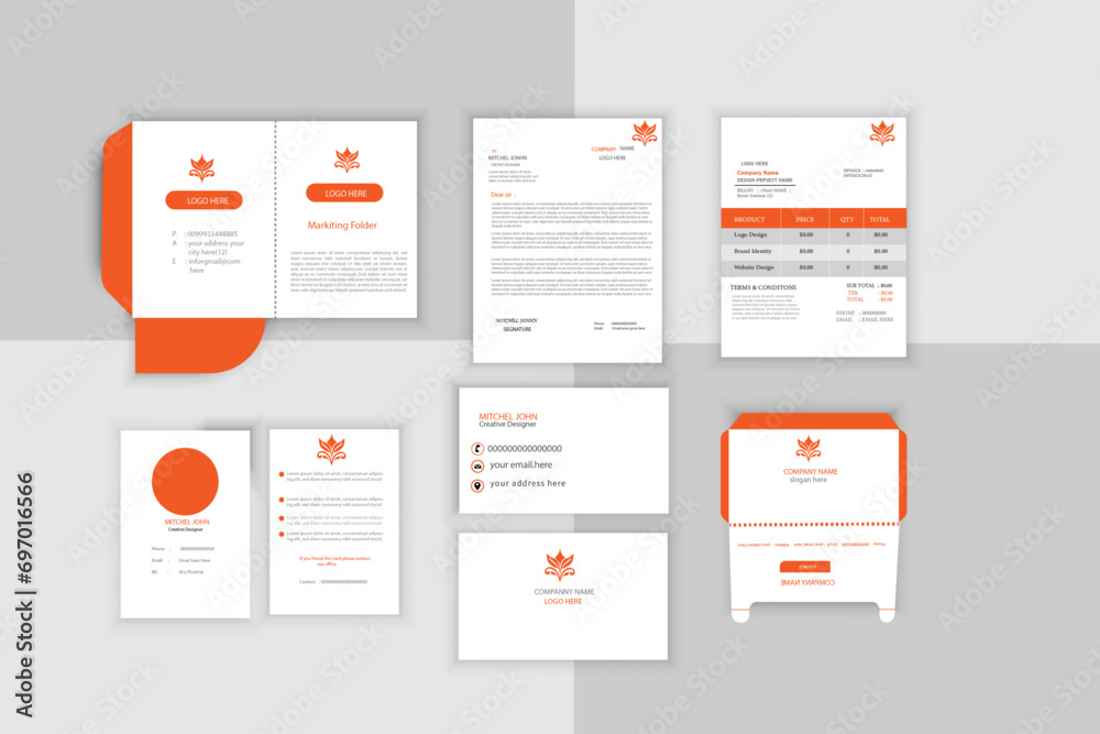 Corporate  business stationery template, 